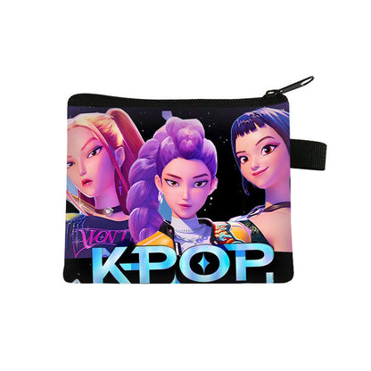 K-Pop Demon Hunters Anime Printed Mini Coin Purse Cute Small Wallet Portable Key & Card Holder