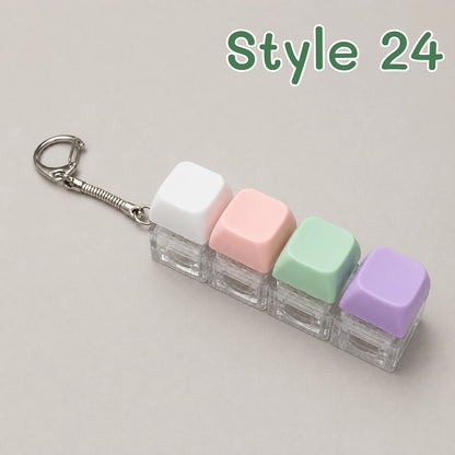 Pastel Colors Finger Press Button Cube Squishy Keyboard Keychain Stress Relief Toy