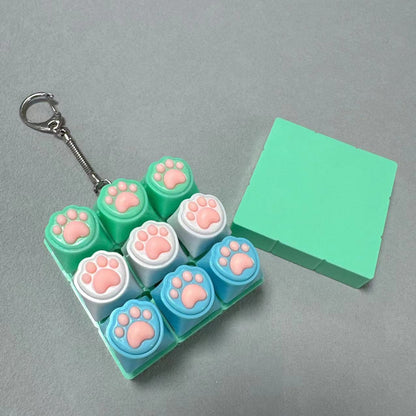 Kawaii Paw Print Keycap Bag Charm Keychain – Cute Mini Keyboard Keychain for Gifts