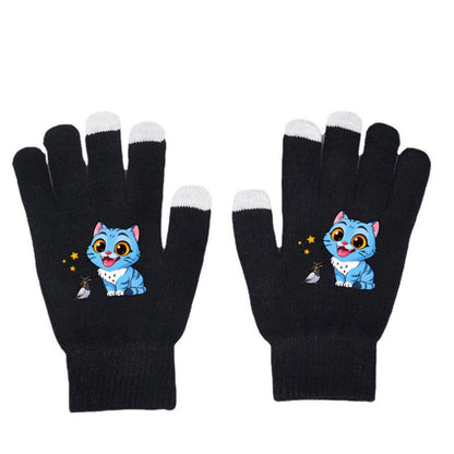 K-Pop Demon Hunters Kids Gloves for Boys and Girls Warm Dopamine Style Knitted Printed Gloves for Fall and Winter