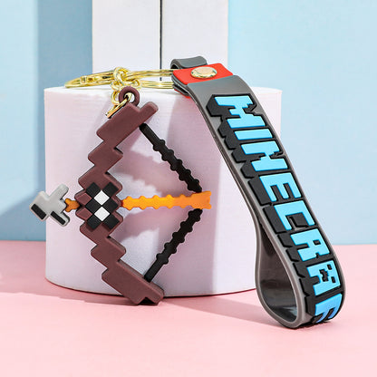 Pixel Block Style PVC Silicone Keychain Cartoon Figure Key Ring & Bag Charm