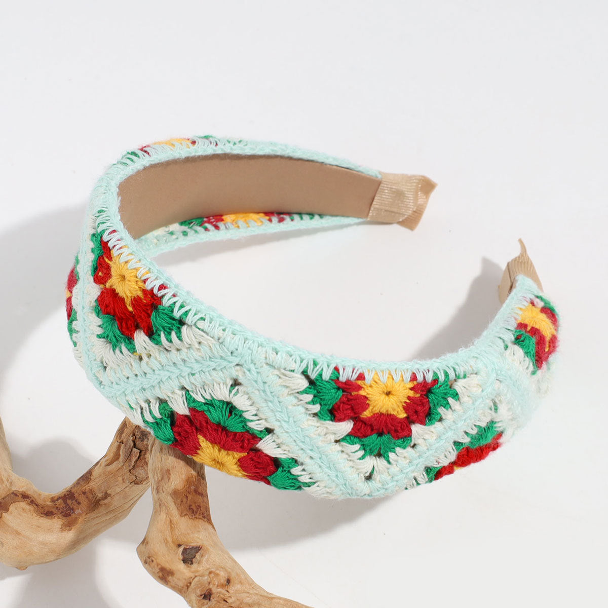 Handmade Crochet Headband Boho Knitted Hair Band for Women & Girls Granny Square Hair Accessory