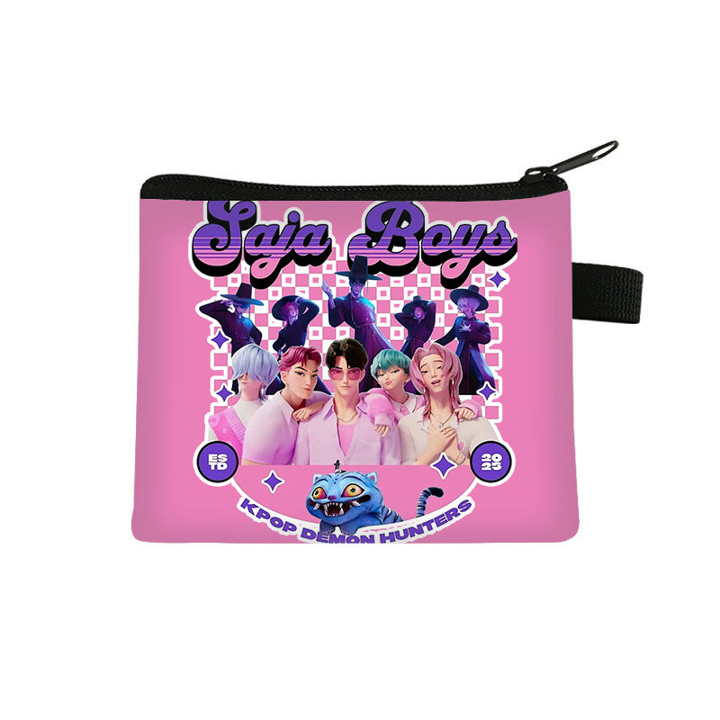 K-Pop Demon Hunters Anime Printed Mini Coin Purse Cute Small Wallet Portable Key & Card Holder