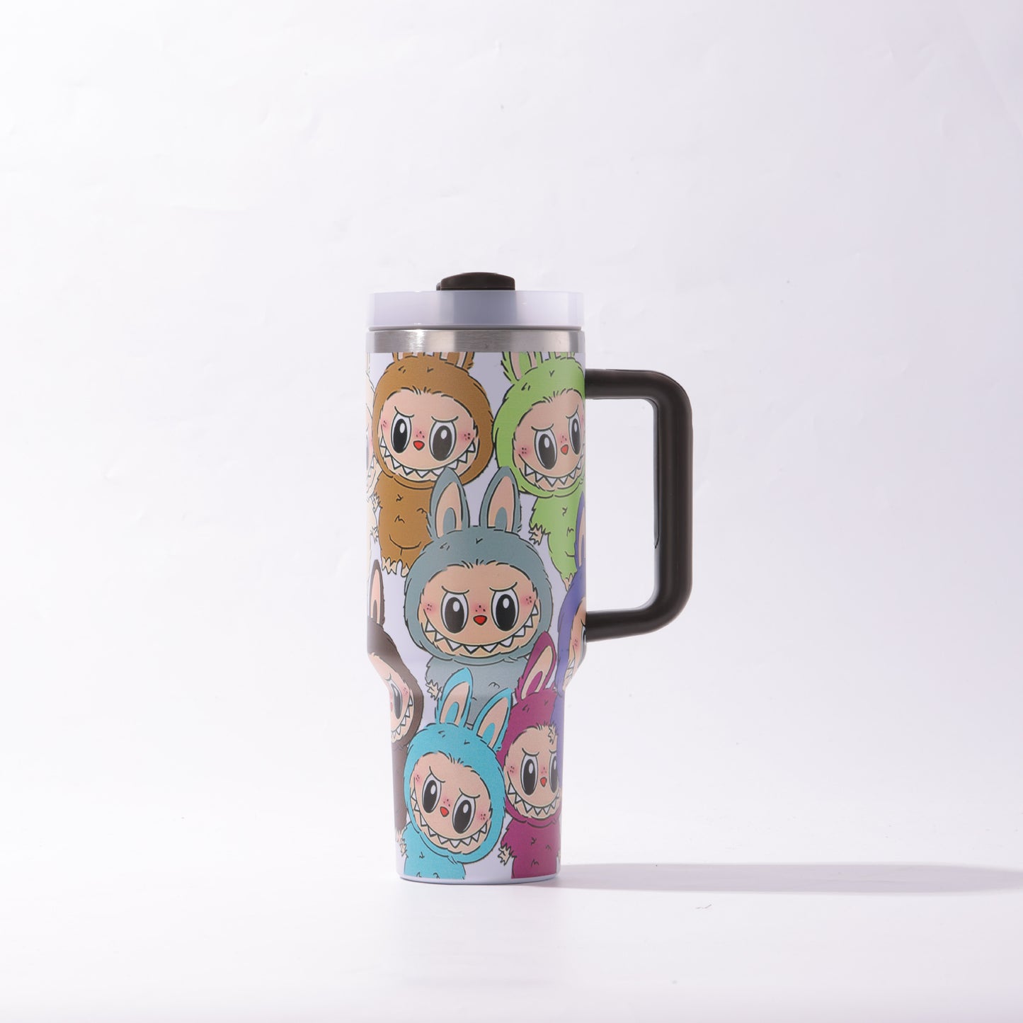 Labubu 40oz Insulated Tumbler with Handle and Straw Car Travel Mug Hot & Cold Stainless Steel Cup