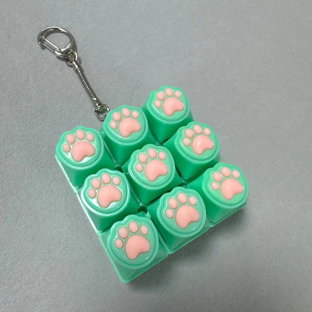 Kawaii Paw Print Keycap Bag Charm Keychain – Cute Mini Keyboard Keychain for Gifts