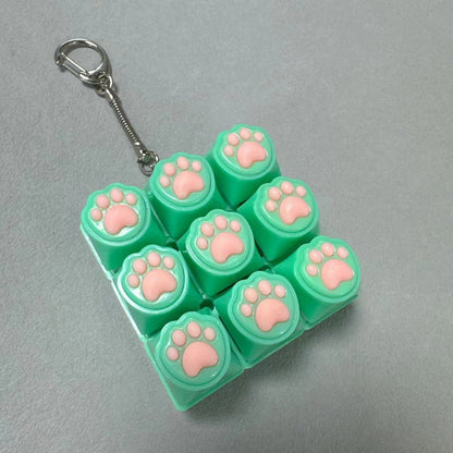 Kawaii Paw Print Keycap Bag Charm Keychain – Cute Mini Keyboard Keychain for Gifts