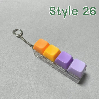 Pastel Colors Finger Press Button Cube Squishy Keyboard Keychain Stress Relief Toy