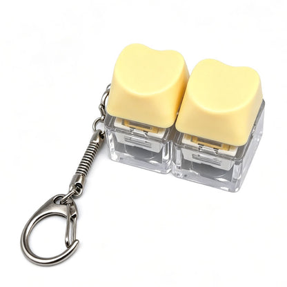 Heart Keycap Fidget Keychain Single & Double Key Clicker Keyboard Stress Relief Bag Charm