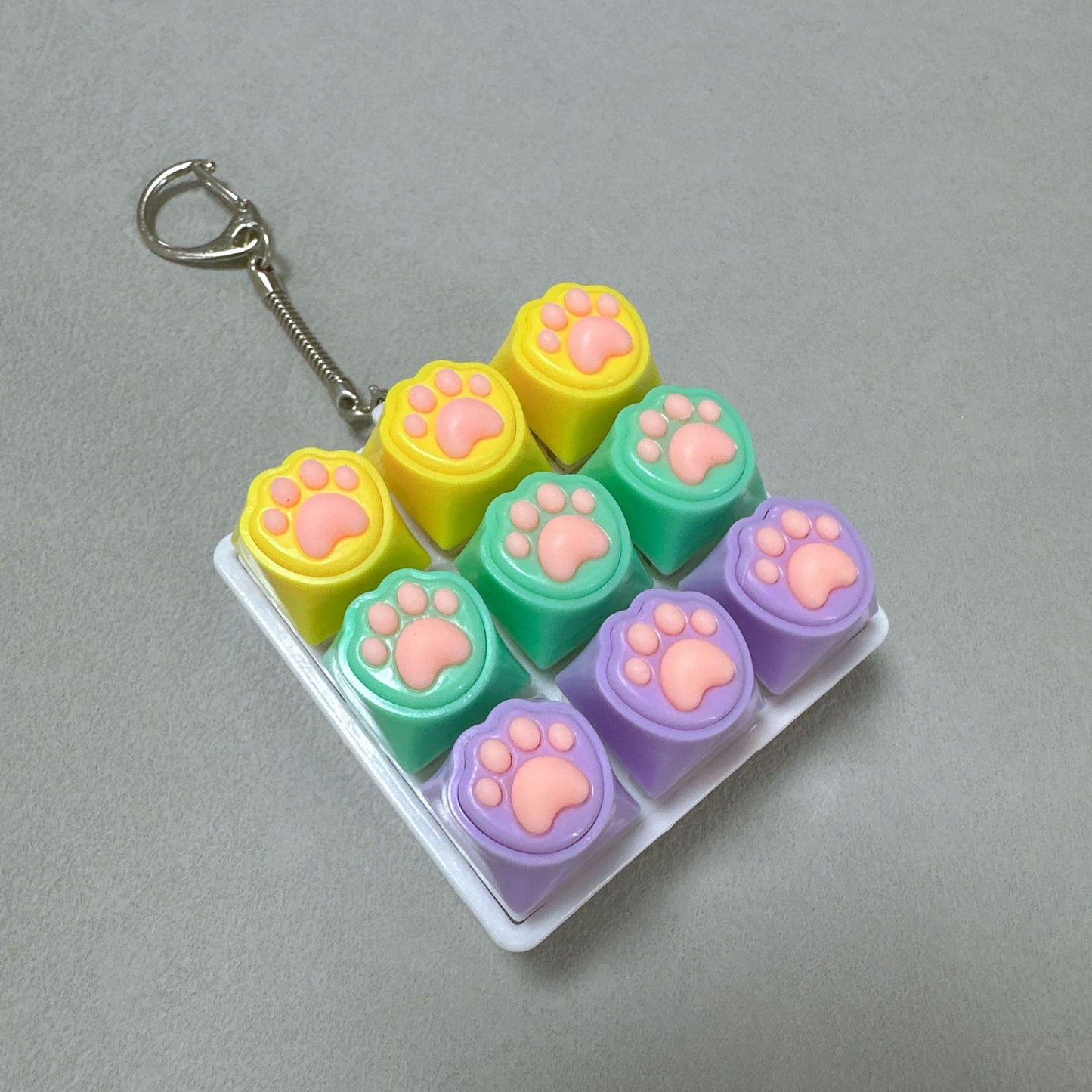 Kawaii Paw Print Keycap Bag Charm Keychain – Cute Mini Keyboard Keychain for Gifts