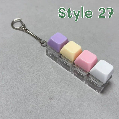 Pastel Colors Finger Press Button Cube Squishy Keyboard Keychain Stress Relief Toy