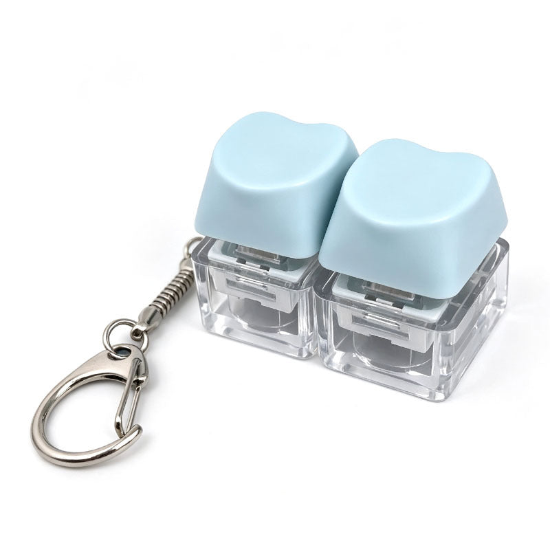 Heart Keycap Fidget Keychain Single & Double Key Clicker Keyboard Stress Relief Bag Charm
