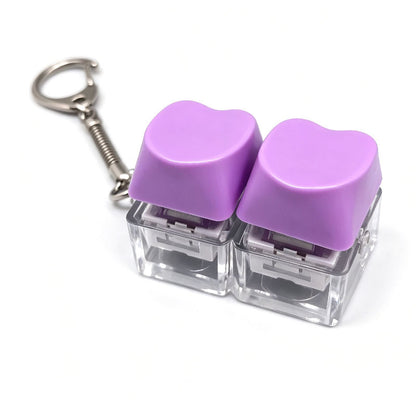 Heart Keycap Fidget Keychain Single & Double Key Clicker Keyboard Stress Relief Bag Charm