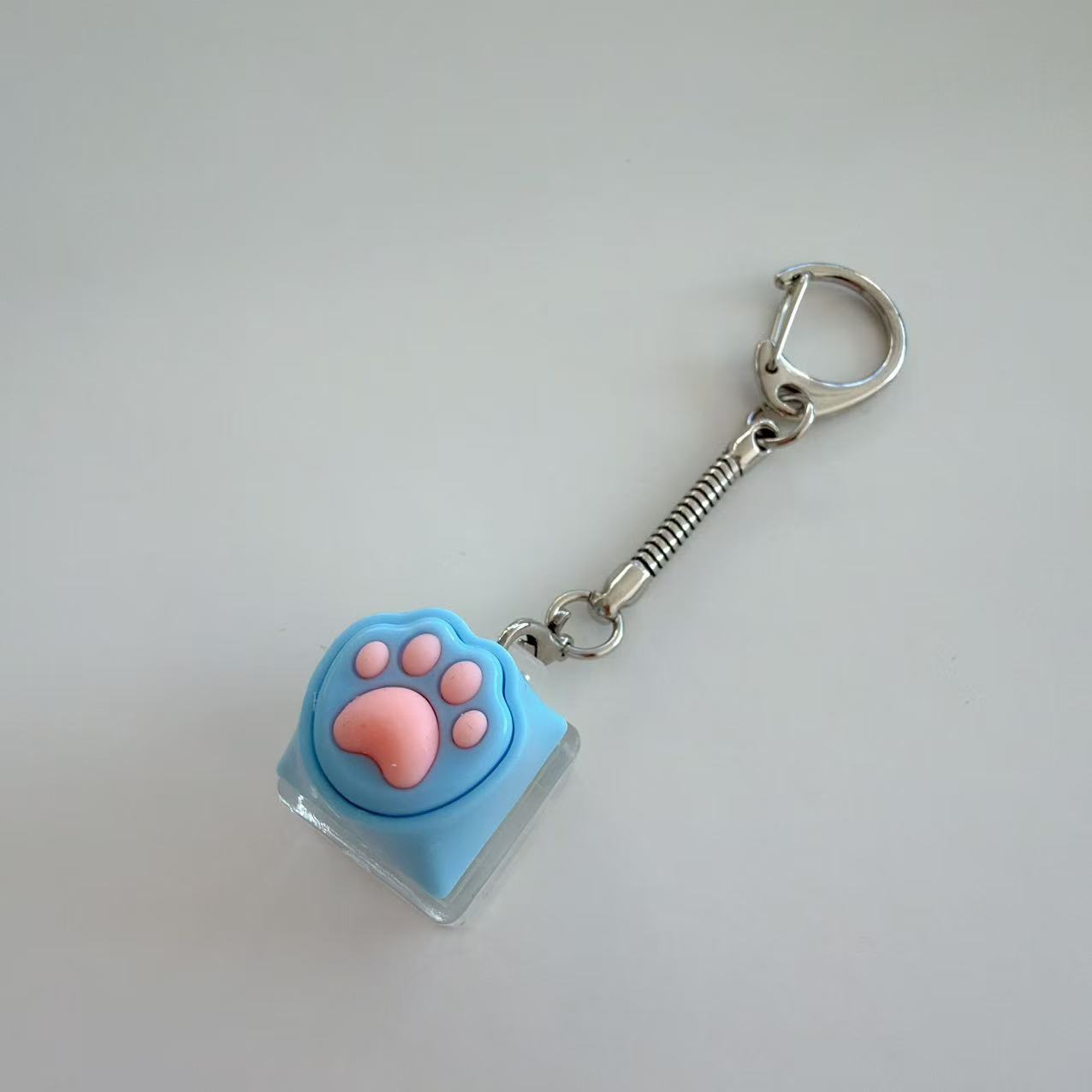 Kawaii Paw Print Keycap Bag Charm Keychain – Cute Mini Keyboard Keychain for Gifts