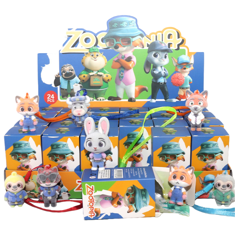 Flocked Cartoon Character Blind Box Collectibles Mini Display Figurines & Hanging Charms Assorted Styles