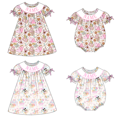 Girls Summer Cartoon Custom Name Smock Embroidery Collection