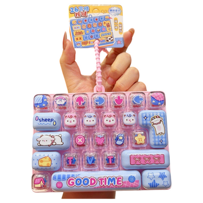 Transparent Dual-Color 26-Key Fidget Keyboard Keychain – Clicky Stress Relief Toy