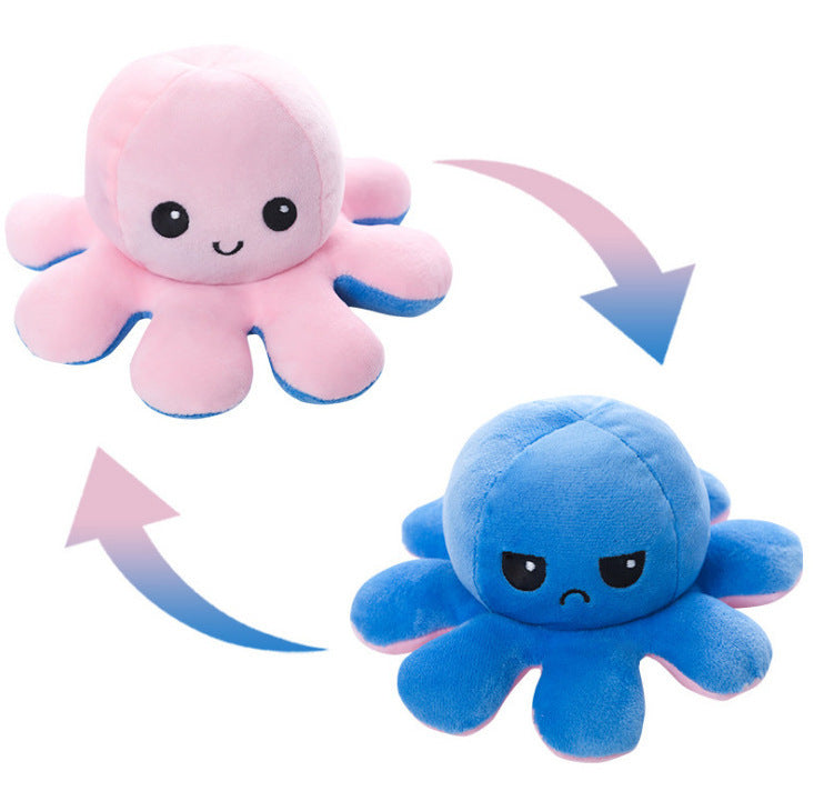 Reversible Octopus Plush Toy – Double-Sided Mood & Emotion Stuffed Animal
