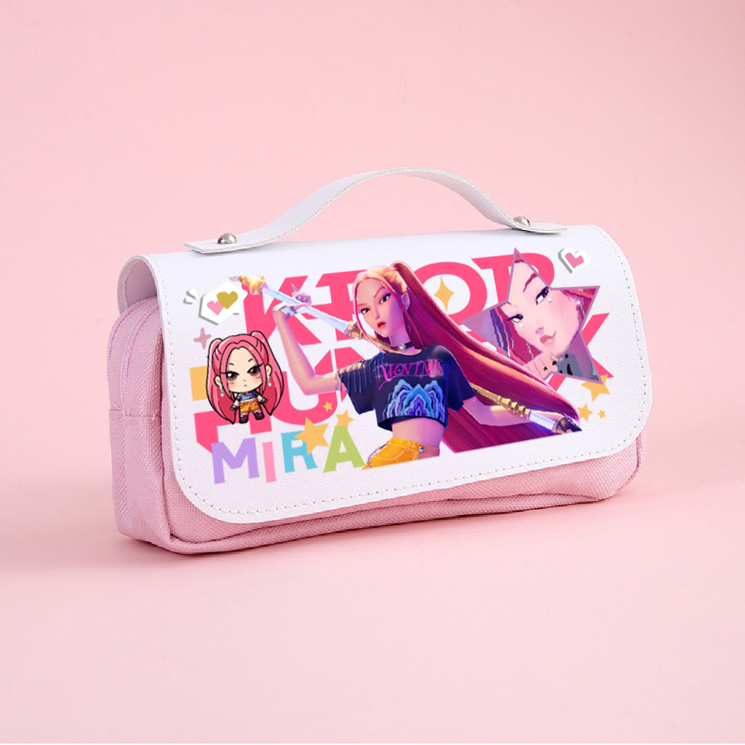 K-Pop Demon Hunters Pencil Case Large Capacity Student Pen Bag Trendy Stationery Organizer