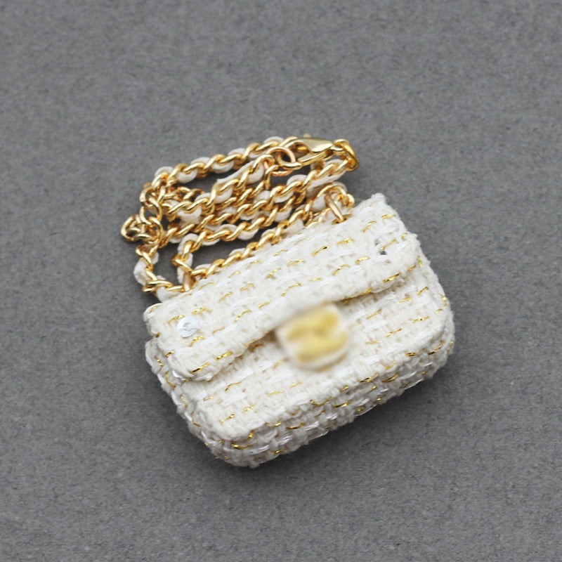 BJD Doll Accessories Strawberry Fashion Bag Mini Tweed Handbag for Doll Outfits