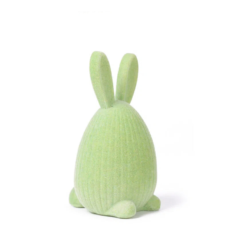 Minimalist Flocked Resin Easter Bunny Decor Tabletop Home Ornament Gift