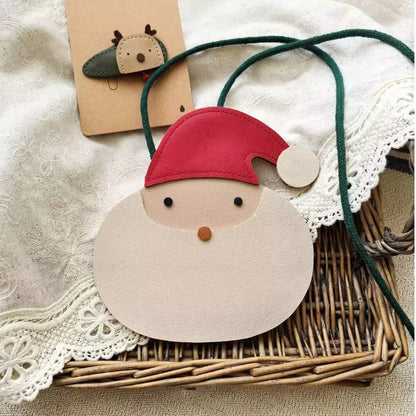 2025 Christmas Collection Kids Santa Claus Crossbody Bag, Cute Faux Leather Shoulder Purse