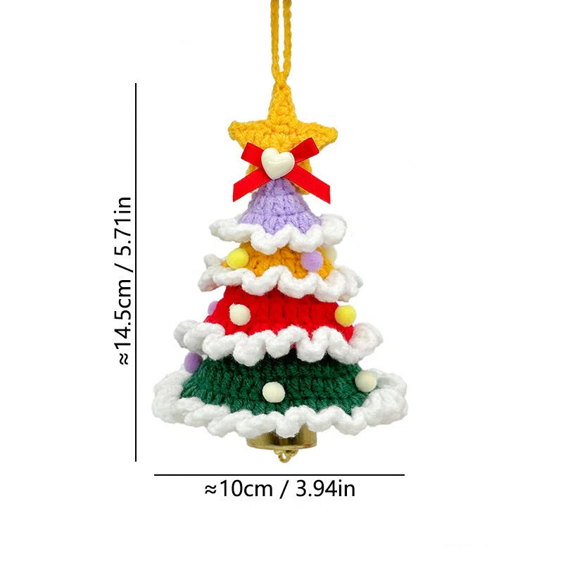 2025 Christmas Crochet Ornaments Knitted Mini Christmas Tree Decorations Hanging Car Charm