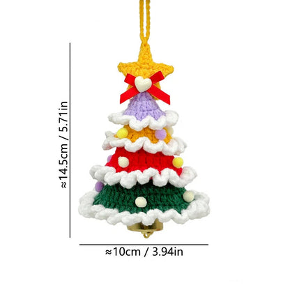 2025 Christmas Crochet Ornaments Knitted Mini Christmas Tree Decorations Hanging Car Charm