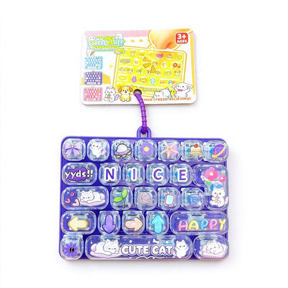 Transparent Dual-Color 26-Key Fidget Keyboard Keychain – Clicky Stress Relief Toy