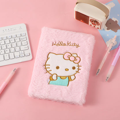 Cat Embroidery Plush Notebook Candy Color Diary for Kids Students & Office Notes