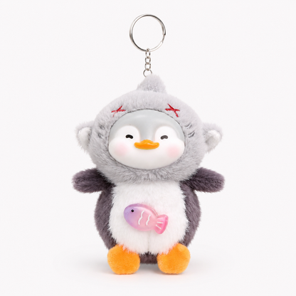 Plush Penguin Bag Charm Keychain with Vinyl Face Fuzzy Animal Accessory for Bags & Gifts