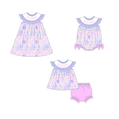 Sweet Blooms for Little Ones – Personalized Name Smocked Flower Set