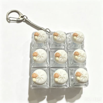 Mini Dumpling Fidget Charm Keychain Cute 3x3 Pop Fun Stress Relief Accessory