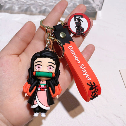 Cartoon Demon Slayer Silicone Keychain Pokémon Mini Figure Bag Charm Pendant
