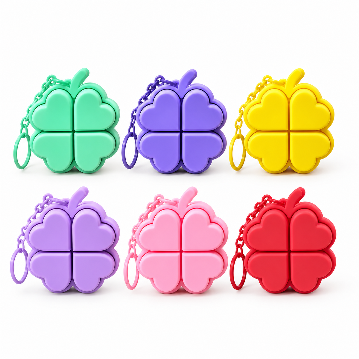 Button Fidget Keychains – Novelty Stress Relief Sensory Toys, Pizza, Donut, Clover, Cat Paw & More