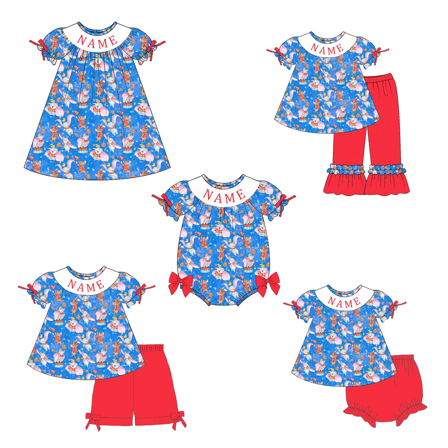Personalized Smocked Dumbo Summer Collection | Custom Name Embroidery