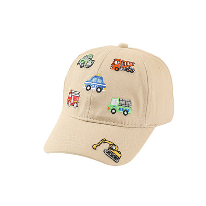 Kids Embroidered Baseball Cap with Cars Fire Truck Taxi Digger Truck Designs