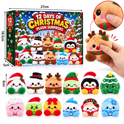 Christmas Plush Advent Calendar 2026 – 12 Days of Slow-Rise Squishy Bun Ornament Surprises