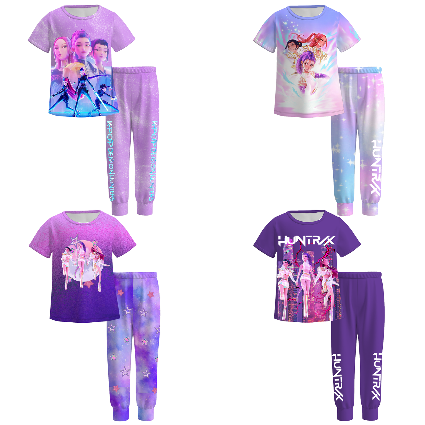 2026 Girls Spring Kpop Demon Hunter Print Pajamas Set