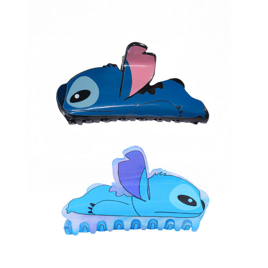 Cartoon Blue Alien Character Stitch Acrylic Hair Claw Clip for Girls Trendy Fan Merch Accessory