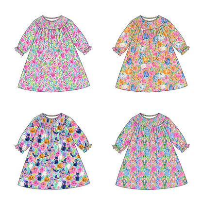 Girls Smocked Dress | Long Sleeve Floral Boutique Dress | Fall Holiday Collection | Boutique Toddler Dress