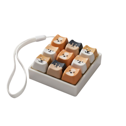 Shiba Inu Finger Press Button Cube Squishy Keyboard Keychain Stress Relief Toy