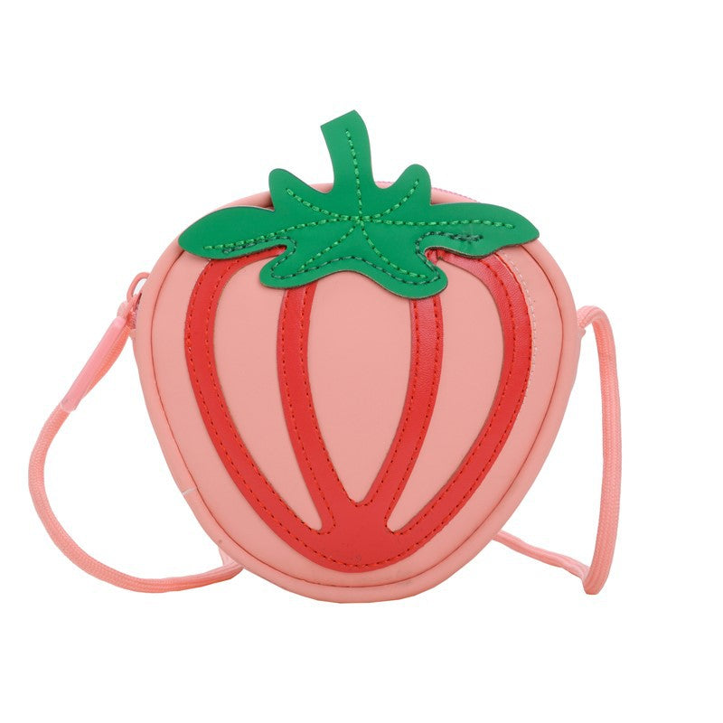 Kids Cartoon Strawberry PU Mini Crossbody Bag – Cute Shoulder Purse for Boys & Girls