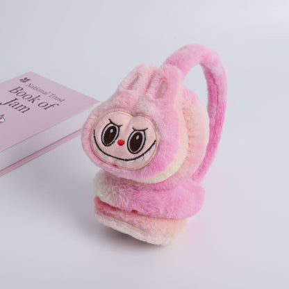 Winter Labubu Tie Dyed Fuzzy Ear Muffs Warm Plush Earmuffs  Cozy Frost-Proof Ear Warmers