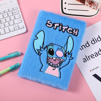 Cat Embroidery Plush Notebook Candy Color Diary for Kids Students & Office Notes