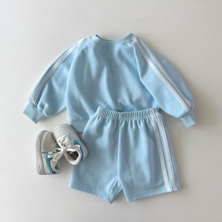 Boys Two Piece Outfit Set | Long Sleeve Pullover Top & Shorts Casual Matching Set