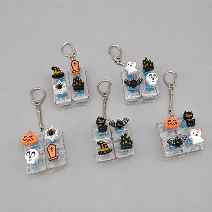 Halloween Fidget Keycap Pressing Stress Relief Keychain with Cute Holiday Charms