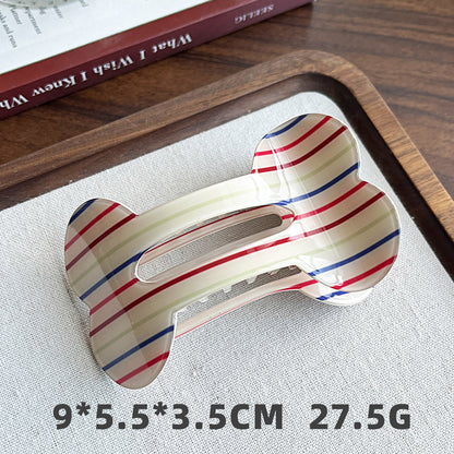 Bone-Shaped Acetate-Look Hair Claw Clip – Patterned Hair Clip