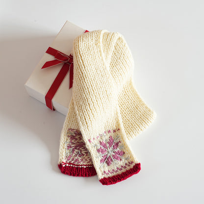 Winter Snowflake Knitted Scarf – Warm & Cute Baby Girls Cotton Scarf