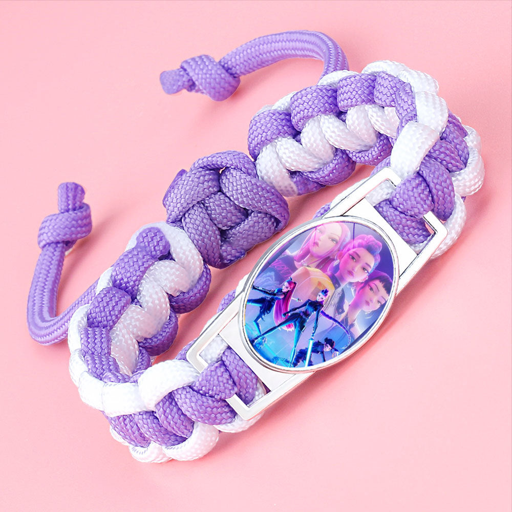 K-pop Demon Hunter Bracelet Woven Adjustable Handwoven Dopamine Style Kids Jewelry