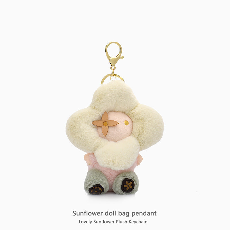 Sunflower Doll Bag Pendant Lovely Plush Keychain Cartoon Keyring Accessory
